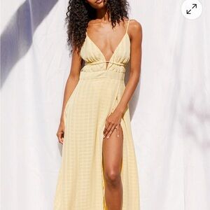 Lulu's Light Yellow Midi Dress